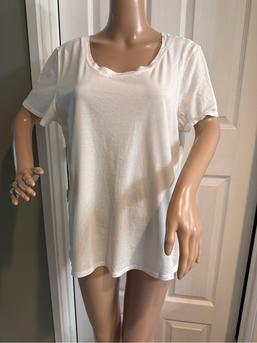 Quince Womens XL Scoop Neck Tee White Cotton Modal Basic Minimalist Clean Girl